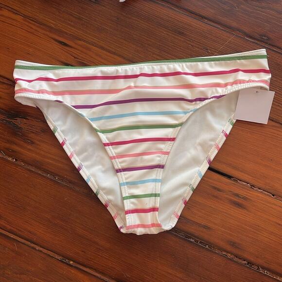 NWT Kate Spade striped short sleeve crewneck modest bikini swimsuit set sz L - Picture 7 of 8